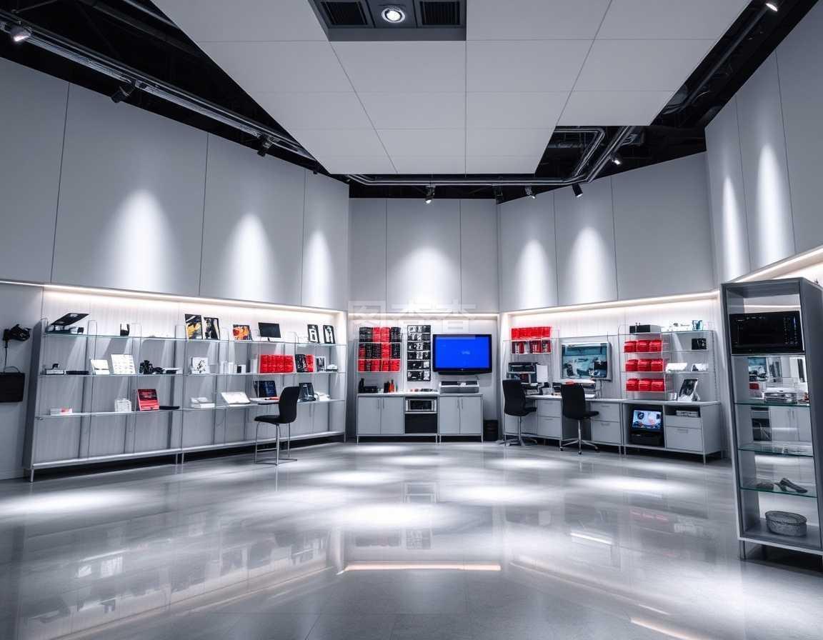 带有led聚光灯的产品展示室